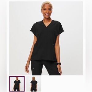 Figs Scrub top- small black tunic style- great condition